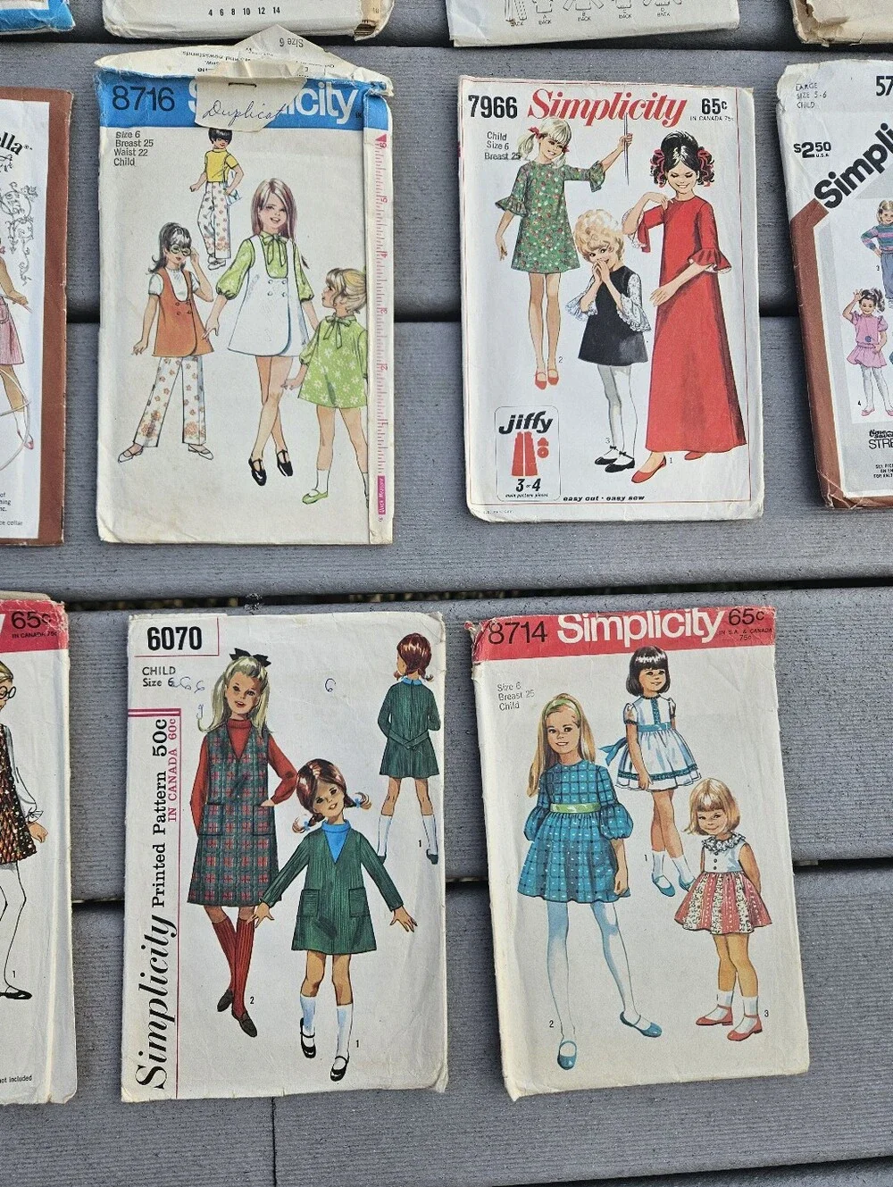 24 Vintage 60s/70s Girls Sewing Patterns- Sz 5-6 Boho Retro Unchecked